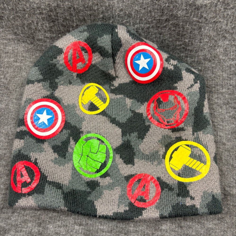 Marvel Avengers OSFM Beanie Hat Gloves Set Camo Superhero Cold Weather Comics - Picture 6 of 7